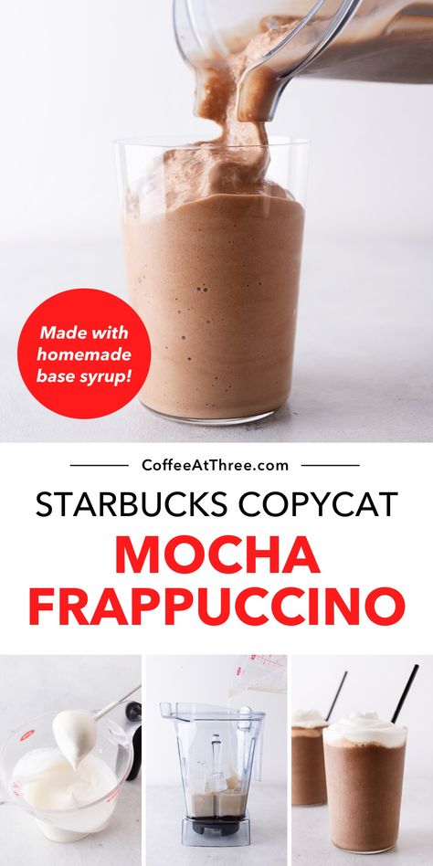 Mocha Frappe Recipe, Starbucks Frappuccino Recipe, Frozen Coffee Drinks, Homemade Mocha, Frappuccino Starbucks, Coffee Frappuccino, Homemade Frappuccino, Frappe Recipe, Espresso Recipes