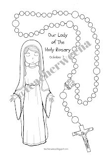 Our Lady Of The Rosary Coloring Page, Rosary Coloring Page, Divine Mercy Chaplet Prayer, Holy Week Activities, Memory Verse Cards, God Fearing Man, Divine Mercy Chaplet, Our Lady Of The Rosary, Lady Of The Rosary