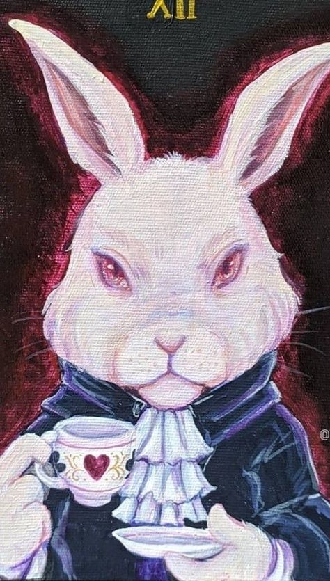 Dark Alice In Wonderland Painting, Alice In Wonderland Rabbit Drawing, Alice In Wonderland Acrylic Painting, Alice In Wonderland Canvas Painting, Decoupage Walls, Dark Alice In Wonderland Art, Rabbit Painting Acrylic, Dark Alice In Wonderland Aesthetic, Alice In Wonderland Sketches