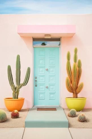 size: 12x8in Photographic Print: California Dreaming - Pretty Pastel Palm Springs by Philippe Hugonnard : Palm Springs Inspired Decor, Colorful Beach Bedroom, Palm Springs Mood Board, Palm Springs Aesthetic Wallpaper, Palm Springs Theme, Pink Palm Springs House, Retro Palm Springs Aesthetic, Palm Springs Pink, Vintage Palm Springs Aesthetic