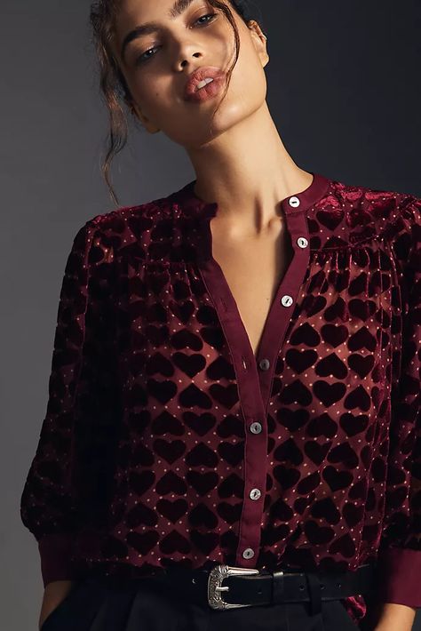 Women's Clothing | Anthropologie | Anthropologie Velvet Burnout, Boxy Sweater, Warrior Queen, Layering Necklaces, Rutile Quartz, Boat Neck Tops, Puff Long Sleeves, Flutter Sleeve Top, Anthropologie Top