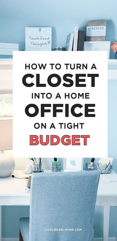 Cloffice Ideas Small Spaces, Closet Turned Office, Home Office On A Budget, Office On A Budget, Cloffice Ideas, Functional Office, White Shag Rug, Work Office Decor, Closet Office