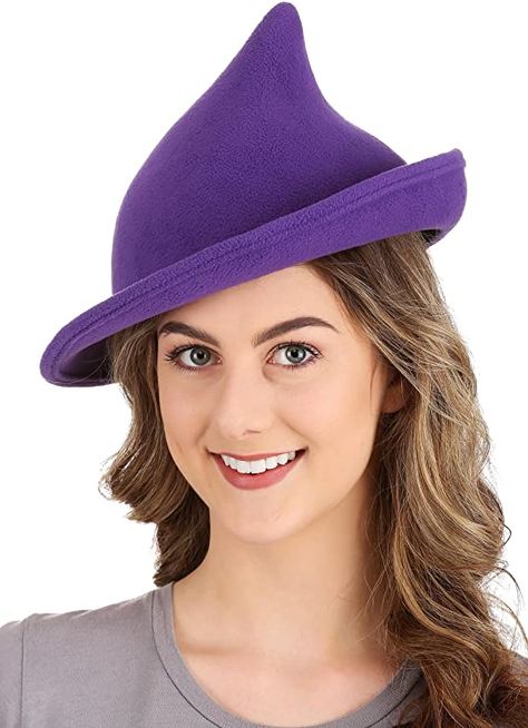 Amazon.com: Purple Felted Modern Witch Halloween Costume Cosplay Hat for Adults and Kids : Clothing, Shoes & Jewelry Modern Witch Costume, Modern Witch Hat, New Witches, Tiffany Costume, Fairy Tale Costumes, Purple Witch, Black Cloak, Witch Shoes, Black Hats