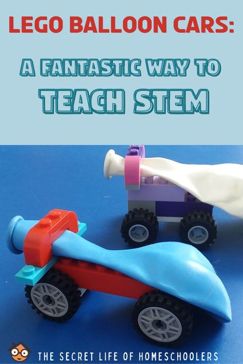 Balloon Lego Car, Build A Car Stem Activity, Balloon Powered Lego Car, Stem Car Activities, Stem Balloon Car, Car Stem Activities, Super Hero Stem Activities For Kids, Lego Stem Activities Elementary, Lego Stem Challenges For Kids