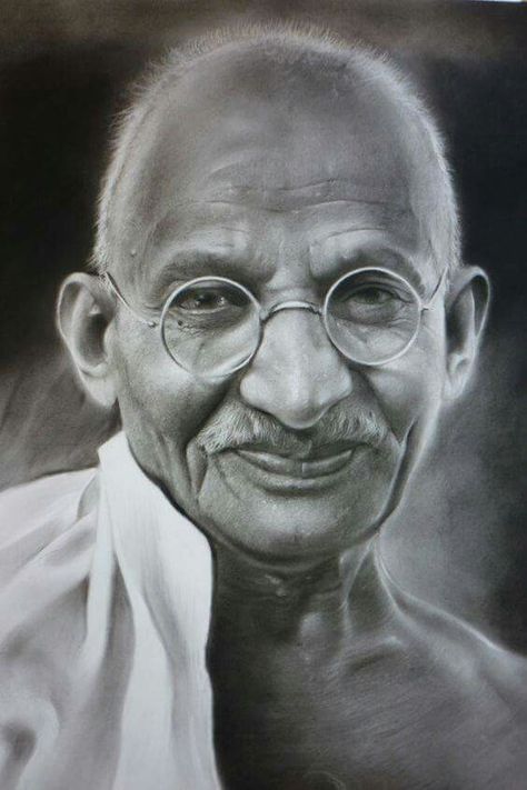 Gandhiji Sketch Pencil, Gandhiji Sketch, Realistic Pencil Portrait, Drawing Realistic, Realistic Pencil Drawings, Pencil Portraits, Sketch Pencil, Charcoal Drawings, Charcoal Art