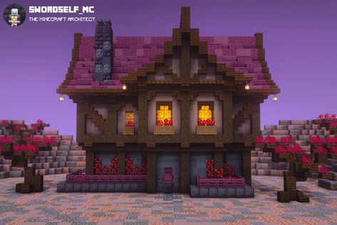 Minecraft Medieval Village, Case Minecraft, Goth Houses, Rumah Minecraft Sederhana, Medieval House, Bangunan Minecraft, Minecraft House Plans, Minecraft Cottage, Minecraft Castle