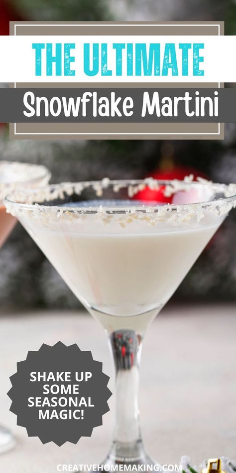 Get ready to sip on winter wonder with our Ultimate Snowflake Martini! ❄️🍹 This delicious blend of vodka and white chocolate liqueur, topped with whipped cream, makes for a festive addition to any gathering. Cheers to the season! Snowball Martini Vanilla Vodka, Snowflake Martini Vanilla Vodka, Drinks With White Chocolate Liqueur, White Chocolate Snowflake Martini, Xmas Martini Recipes, New Years Eve Martini, New Years Martini, Freezer Martini, Winter Martini Recipes