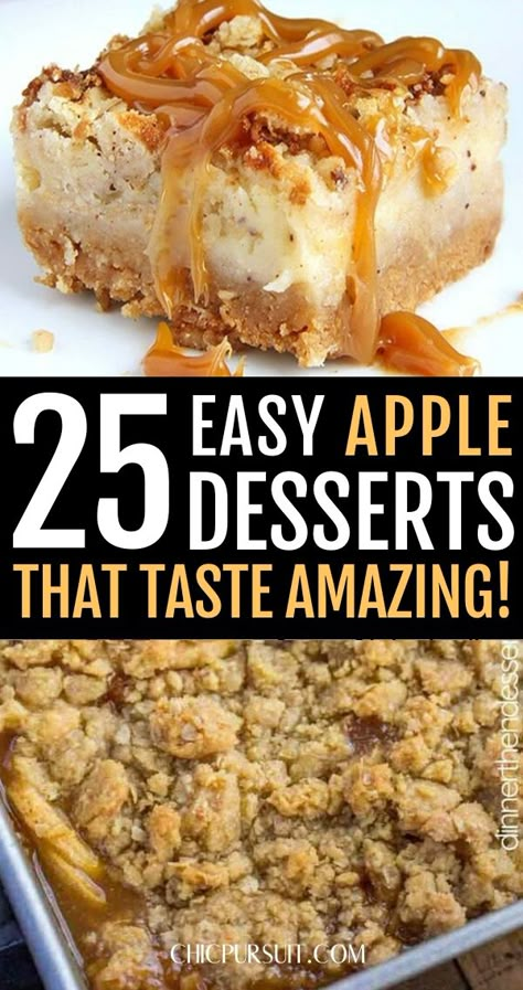 Best Apple Desserts Easy & Quick | Looking for apple dessert recipes easy & simple to impress your family? These apple recipes easy include apple pie, apple cobbler, apple crescent rolls, crumb cake, apple blondies, apple cheesecake bars and so many more yummy recipes! A few of these are apple desserts healthy, apple desserts easy 3 ingredients, while others are apple desserts easy & healthy. #appledesserts #easy #appledessertrecipes #apple #desserts #recipes #applerecipes Fresh Apple Dessert Recipes Easy, Green Apple Dessert Recipes, Green Apple Dessert, Apple Desserts Healthy, Apple Desserts Recipes, Easy Apple Desserts, Cobbler Apple, Apple Crescent, Apple Crescent Rolls