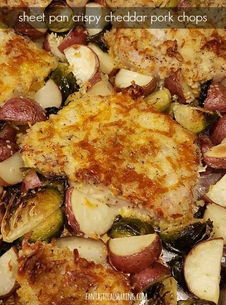 Cheddar Pork Chops, Roasted Baby Red Potatoes, Crispy Cheddar Chicken, Fall Dinners, Recipe Pork, Dinners Recipes, Baby Red Potatoes, Pan Dinners, Pan Meals