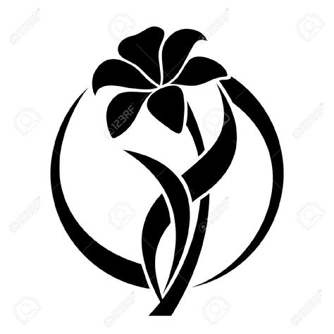 Black Silhouette Of Lily Flower Fiori Art Deco, Black And White Silhouette, Flower Silhouette, Flower Vector, Flowers Vector, Flower Stencil, Silhouette Stencil, Pola Sulam, Stencil Patterns