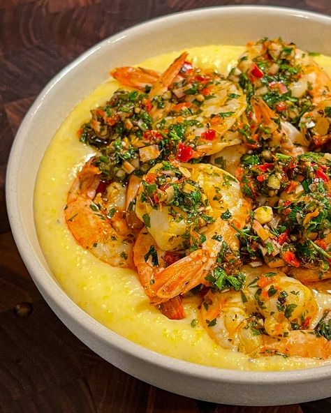 Shrimp Chimichurri Shrimp And Polenta, Calabrian Chili Paste, Best Shrimp Recipes, Calabrian Chili, Chimichurri Recipe, Polenta Recipes, Easy Shrimp, Shrimp Recipes Easy, Gluten Free Breakfasts