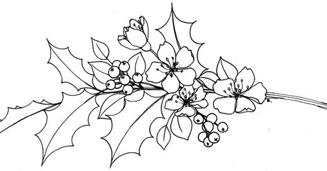 Free Printable #21    Designed: 18.05.10  copyright Beccy Muir Infinity Card, Holly Flower, Embroidery Christmas, Porcelain Art, Digi Stamps, Christmas Illustration, Birth Flowers, Digital Stamps, Painting Patterns