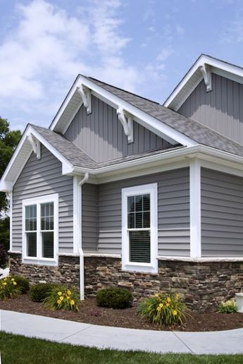 Siding Trends – Colors and Combinations Quarry Gray Lp Siding, Siding House Exterior, Vinyl Siding Color Schemes, Siding Inspiration, Vynil Siding, Siding House, Gray Siding, Siding Colors For Houses, Vinyl Siding Colors