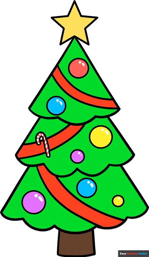 Learn How to Draw a Christmas Tree: Easy Step-by-Step Drawing Tutorial for Kids and Beginners. #Christmas Tree #drawingtutorial #Winter #easydrawing. See the full tutorial at https://easydrawingguides.com/draw-christmas-tree/ . Drawing A Christmas Tree Easy, Christmas Tree Drawings Easy, Easy To Draw Christmas Tree, Christmas Tree Digital Art, Christmas Drawing Easy For Kids, Christmas Tree Simple Drawing, Christmas Tree Cartoon Drawing, How To Draw A Christmas Tree Easy, How To Draw Christmas