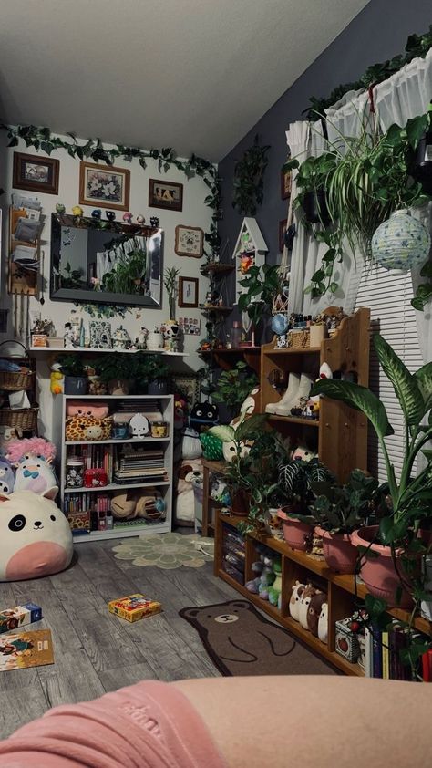 You can find more room decor on our website! Squishmallow Living Room, Squishmallow Bedroom Aesthetic, Cluttercore Room Aesthetic, Aesthetic Bedroom Rug, Room Inspiration Maximalist, Maximalist Shelf Decor, Squishmallow Shelf, Maximalist Shelf, Room Ideas Maximalist