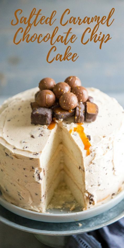 Chocolate Chip Cake Recipe, Salted Caramel Cake, Caramel Desserts, Chocolate Chip Cake, Salted Caramel Chocolate, Cake Making, Homemade Cake Recipes, Caramel Cake, Caramel Chocolate