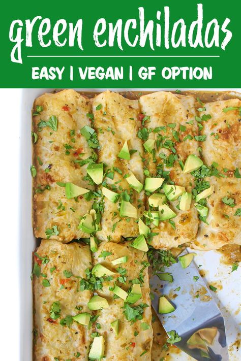 Southwest Food, Green Enchiladas, Garden Grazer, Enchilada Ingredients, Vegan Enchiladas, Vegan Snack Recipes, Vegan Challenge, Vegan Mexican Recipes, Meal Train Recipes