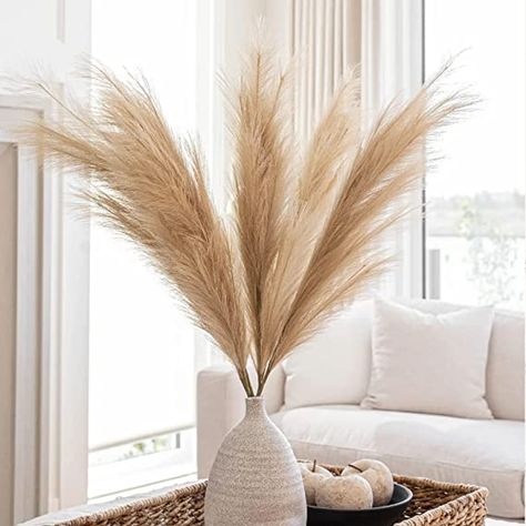 TIED RIBBONS Fluffy Pampas Grass Artificial Flower (Brown, Set of 4, 45.7 cm) for Decoration Vase Pot Home Decor Farmhouse Bedroom Living Room Table Corner Wedding Birthday Decorative Items Pampas Grass Vase, Faux Pampas, Home Decor Items Online, Flower Brown, Grass Artificial, Boho Decoration, Grass Decor, Pampas Grass Decor, Home Design Plan