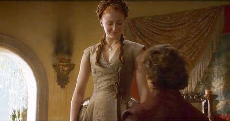 Tyrion And Sansa, Game Of Thrones Sansa, Tyrion Lannister, Game Of, Real Life Stories, Popsugar, One Shoulder Wedding Dress, Game Of Thrones, Tv Shows