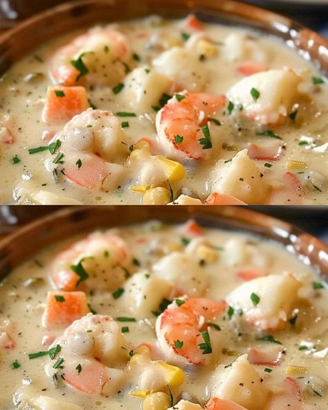 Thick Seafood Chowder Recipe, Dungeness Crab Chowder, Nova Scotia Seafood Chowder, Best Fish Chowder Recipe, Shrimp And Crab Soup Recipes, Seafood Chowder Recipe Easy, Copycat Longhorn Shrimp And Lobster Chowder, Creamy Seafood Soup, Creamy Seafood Chowder