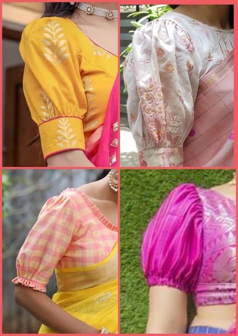 Blouse Design Puff Sleeves, Simple Saree Blouse Designs Pattern, Puff Sleeve Kurti Indian, Paff Slives Blouse, Brocket Blouse Designs Latest, White Blouse Designs Latest, Bahubali Hands Blouse, Blouse Hand Designs Blouse Hand Designs Latest, Latest Blouse Hand Designs Pattern