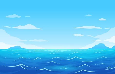 Cartoon Ocean Background, Sea Vector Illustrations, Ocean Background Landscape, Sea Background Illustration, Ocean Vector, Sea Clipart, Ocean Clipart, Beach Crafts Diy, Ocean Background