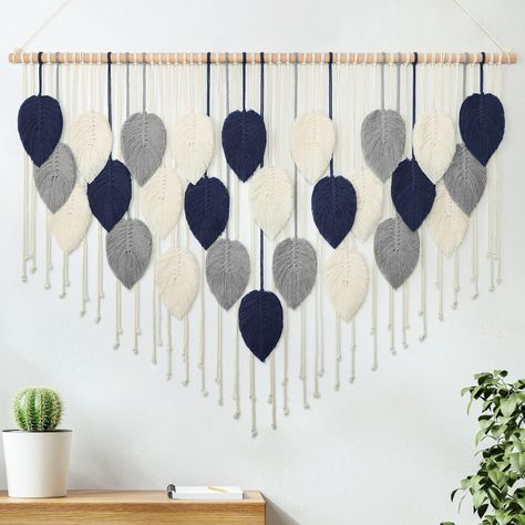 PRICES MAY VARY. Macrame Wall Hanging: The macrame wall art are made of natural cotton with beautiful craftsmanship, free to DIY handcraft, mix and match as you like to create a one-of-a-kind wall decoration. Big Size: The beautiful woven tapestry size 51.5x33.5 inches/130.5x85 cm is a great fit for your wall. The package includes 4 already made pendants, which simply need to be assembled to become a perfect decoration for your house and will last for a long time. Great Creative Design: You can Colorful Macrame Wall Hangings, Macrame Wall Hanging Bedroom Decor, Hanging Leaf, Living Apartment, Bohemian Tapestry, Wall Decor For Bedroom, Woven Tapestry, Macrame Wall Art, Diy Macrame