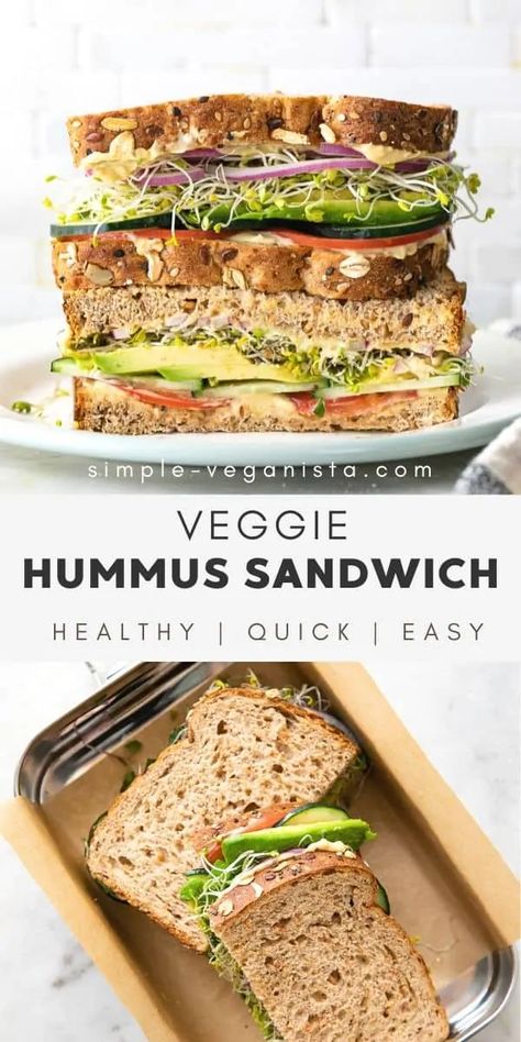 Meet my favorite Hummus Veggie Sandwich recipe filled with summer vegetables and hummus for spread - it's nothing short of simplicity and deliciousness! #healthyrecipes #veganrecipes #plantbased Veggie Sandwich Recipes, Veggie Hummus, Sandwich Healthy, Sandwich Easy, Hummus Sandwich, Vegan Sandwich Recipes, Healthy Sandwich Recipes, Sandwiches Wraps, Summer Vegetables