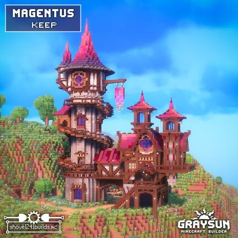 Graysun | Minecraft Builds on Instagram: "Wizard House - Minecraft 👉Download available on Patreon 👥️Collab with @shovel241builds.mc Minecraft wizard houses You can download this build by subscribing to my patreon page and get it in your game! Pastable with world edit schematic, rebuildable with Litematica schematic and explorable on a singe player void world. You can convert the java world file to Minecraft windows edition and pocket edition. 🔹️Join me on the Bakery Server - Java and Bedrock Server Connection: IP: play.bakery.builders Bedrock Port: 19132 🔹️Shaders and Resources pack used Complementary (Shader) Better leaves - Jermsyboi (resources pack) #minecraft #minecraftbuilds #minecraftbuild #mcpe #minecraftideas #minecraftidea #minecraftdesigns #minecraftinspiration #minecraf Beacon Shrine Minecraft, Minecraft Building Ideas Skyblock, Minecraft House Ideas Castle, Castle In Minecraft Easy, Minecraft Awesome Builds, Minecraft Building Ideas Magic, Minecraft Fantasy Village Layout, Fantasy Minecraft Building Ideas, Minecraft Arched Bridge