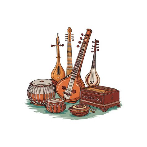 A drawing of a musical instrument and other instruments | Premium AI-generated vector Tabla Instrument Photography, Musical Instruments Sketch, Indian Musical Instruments Drawing, Music Instruments Drawing, Indian Music Instruments, Musical Instruments Illustration, Instrument Background, Musical Instruments Art, Instrument Drawing