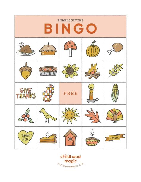 Thanksgiving Bingo - Childhood Magic Thanksgiving Bingo Free, Turkey Template, Printable Bingo Cards, Thanksgiving Word Search, Thanksgiving Bingo, Thanksgiving Books, Bingo Template, Thanksgiving Words, Bingo Cards Printable