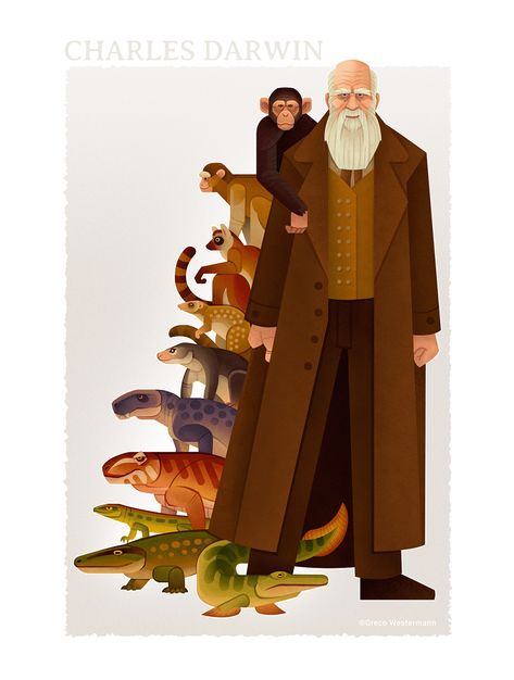 Charles Darwin poster :: Behance Ancient Animals, Creature Artwork, Prehistoric Art, Paleo Art, Advocate Art, Alien Concept Art, Extinct Animals, Charles Darwin, Prehistoric Creatures