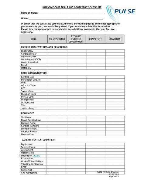 nursing competency checklist template filetype doc pdf pediatric icu nursing competency checklist template filetype doc doc Nursing Checklist, Application Letter Template, Nursing Skills, Prescription Pad, Doctors Note Template, Career Assessment, Program Evaluation, Nursing Assessment, Cover Page Template