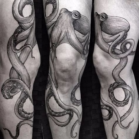 Tattoo uploaded by JenTheRipper • Octopus tattoo by LuCi #LuCi #engraving #blackwork #monochrome #monochromatic #octopus • 290256 • Tattoodo Octopus Tattoo Design Drawing, Octopus Reference, Tentacle Tattoo, Tattoo Knee, Octopus Tattoo Sleeve, Kraken Tattoo, Squid Tattoo, Octopus Tattoo Design, Wrap Tattoo