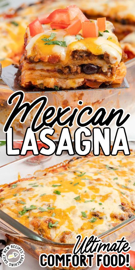 Mexican Lasagna Lasagna Presentation, Mexican Lasagna Recipe, Mexican Lasagna Recipes, Taco Lasagna, Mexican Lasagna, Classic Lasagna, Easy Mexican, Traditional Mexican, Lasagna Recipe