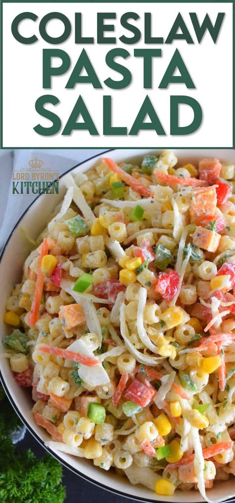 Coleslaw Pasta Salad, Coleslaw Pasta, Crunchy Coleslaw, Classic Pasta Salad, Coleslaw Recipe Easy, Coleslaw Salad, Wax Beans, Bathroom Tips, Cold Pasta