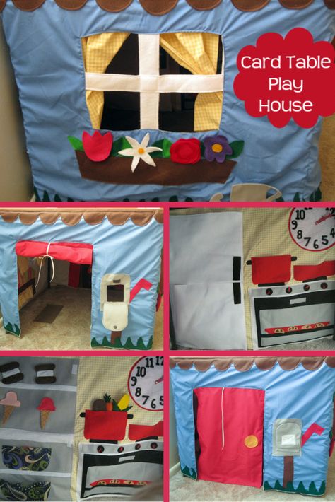 Diy Card Table, Play Tent Diy, Kids Dragon Costume, Play Houses Diy, Table Playhouse, Card Table Playhouse, Diy Fort, Play Fort, Playhouse Ideas