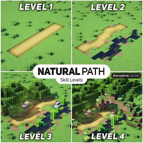 Natural Pathway, Minecraft Hus, Pathway Design, Minecraft Garden, Minecraft Decoration, Rumah Minecraft Sederhana, Bangunan Minecraft, Minecraft Farm, Easy Minecraft Houses