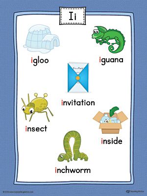 Use the Short Letter I Word List with Illustrations Printable Poster to play letter sound activities or display on a classroom wall. I Words For Kids, I Sound Words Worksheet, I Sound Words, B Words List, Letter I Words, Letter I Activities, Alphabet Sound, I Words, Letter I Worksheet