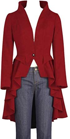 High Low Fashion, Suede Jacket Women, Red Gothic, Jewelry Victorian, Stand Collar Jackets, Gothic Victorian, Red Coat, Red Shirt, Gothic Jewelry