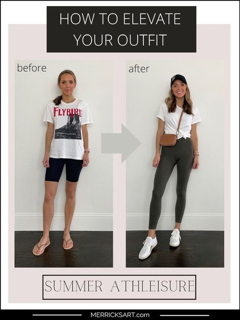 Summer Athleisure (2022 Summer Style Guide) - Merrick's Art Summer 2023 Athleisure, Leggings Outfit Summer 2023, 2023 Athleisure Outfits, Utah Summer Outfit, Athleisure 2023, Summer Outfits Athleisure, Athletic Outfits Summer, Athleisure Summer Outfits, Summer Leggings Outfits