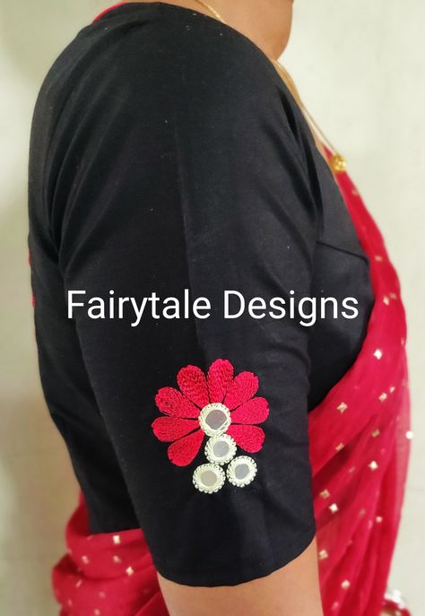 Buy this online on COUTLOOT.com  For further queries please whatsapp us on 9966620988 Long Blouse Designs, Mirror Work Blouse Design, Cotton Blouse Design, Simple Saree Designs, Traditional Blouse Designs, Hand Embroidery Dress, Simple Blouse Designs, Blouse Designs Silk, Elegant Blouse Designs