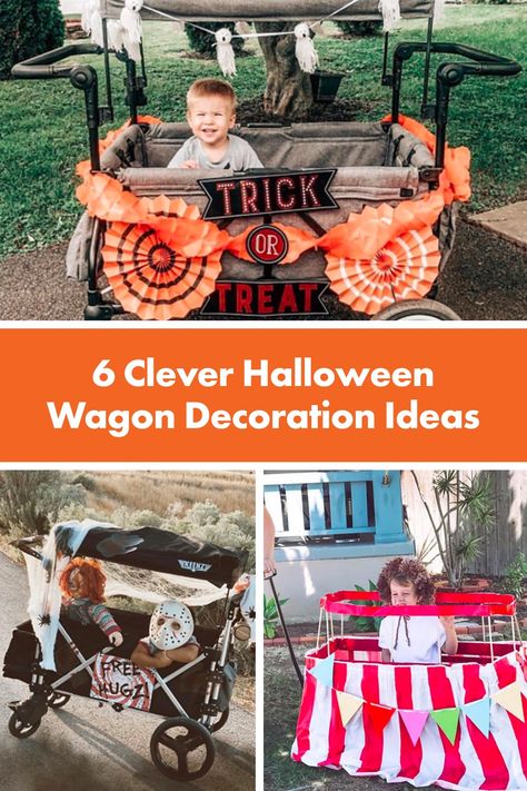 Halloween Wagon Decorations, Wagon Decorations For Halloween, Halloween Wagon, Wizard Stick, Wagon Decor, Outdoor Halloween Decorations, Clever Halloween, Sesame Street Party, Plastic Table Covers