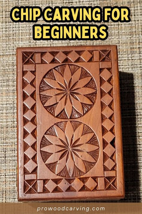 If you're interested in learning the art of chip carving, a decorative form of wood carving that involves creating designs by incising into wood, this beginner's guide is perfect for you. Carving For Beginners, Chip Carving, Beginners Guide, A Design, Wood Carving, Chips, Carving, Wood, Design