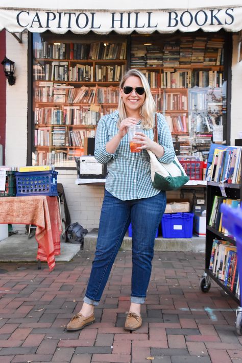 An Easy Casual Fall Weekend Outfit - DC Girl in Pearls #ginghamshirt #casualfalloutfit Fall Weekend Outfits, Autumn Weekend, Casual Outfit Inspiration, Gingham Shirt, I Really Appreciate, Clothing Websites, Simple Recipes, Weekend Outfit, Classic Outfits