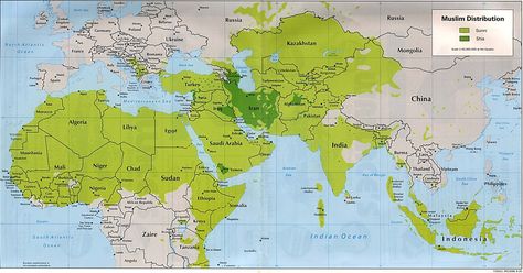 World Map - Muslim Distribution Sunni Muslim, History Of Islam, Shia Muslim, Asia Map, Arms Race, Shia Islam, Islam Religion, World Religions, Islamic World