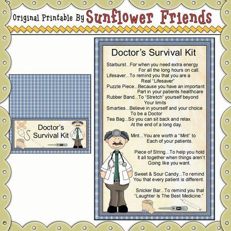 Doctor Survival Kit, Dr Cookies, Kit Gift Ideas, Survival Tent, Survival Kit Gifts, Funny Medical, Friends Clipart, Alphabet Nursery, Winter Words