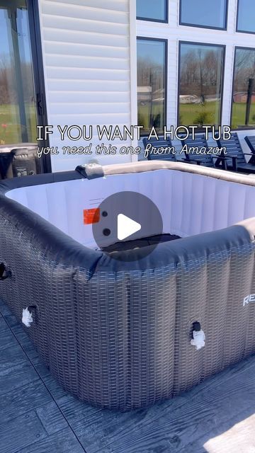 Amanda Stein on Instagram: "We wanted a hot tub without the commitment or price tag 😍
.
This inflatable hottub sits 4-6 people and was so easy to set up! Now that our backyard project is finished it was time to get this set back up! It heats to 105 degrees 🔥 and even comes with a cover! We love putting the kids to bed and hopping in here to relax together after! Such a fun addition to our back porch! You can also put them in a garage or yard! 
.
⭐️If you’re following me, you can comment HOT TUB below and I’ll send you a DM with the link! 

(If you aren’t following before you comment, sometimes the messages won’t send) You can also shop through the link in my bio!

#outdoorspace #outdoorpatio #amazonhome" Outdoor Patio Ideas With Hot Tub, Hot Tub Porch Ideas, Backyard Jacuzzi Ideas Patio, Inflatable Hot Tub, Blow Up Hot Tub, Hot Tub Ideas Backyard, Inflatable Hot Tub Ideas Backyard, Inflatable Hot Tub On Deck, Blow Up Hot Tub In Shed