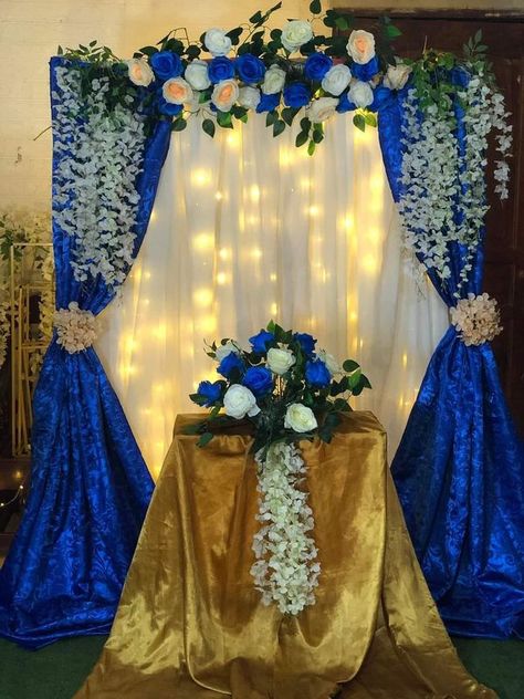 Church Altar Decoration, Altar Para La Virgen Ideas, Draping Ideas, Church Altar Decorations, Diwali Decoration Items, Elegant Table Settings, Napkin Folding, Altar Decorations, Diwali Decorations