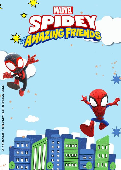 9+ Mighty Spidey And His Amazing Friends Canva Birthday Invitation Templates | Download Hundreds FREE PRINTABLE Birthday Invitation Templates Spiderman Birthday Party Invitations, Friends Invitation, Spiderman Theme Party, Spiderman Birthday Invitations, Spiderman Invitation, Boys Birthday Party Decorations, Spidey And His Amazing Friends, Spiderman Theme, Spiderman Birthday Party